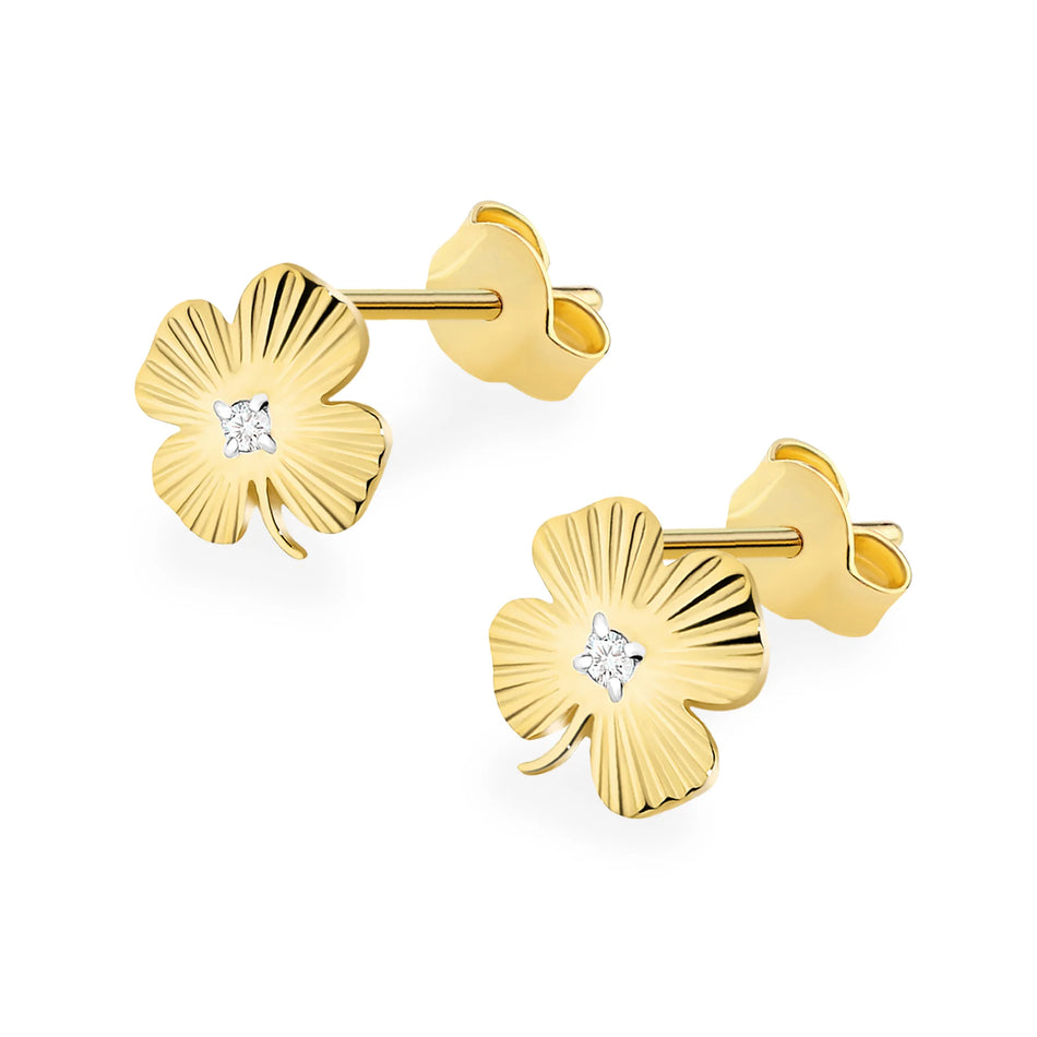 Gold Earrings with 0.01ct Diamonds