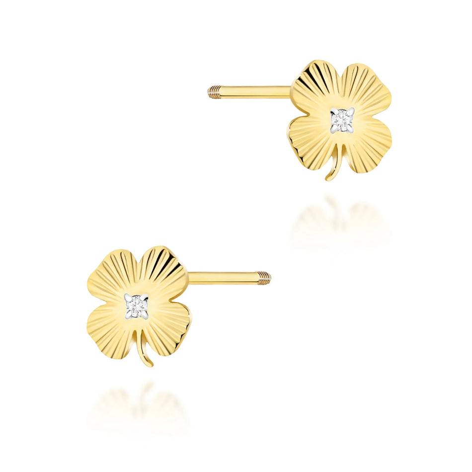 Gold Earrings with 0.01ct Diamonds