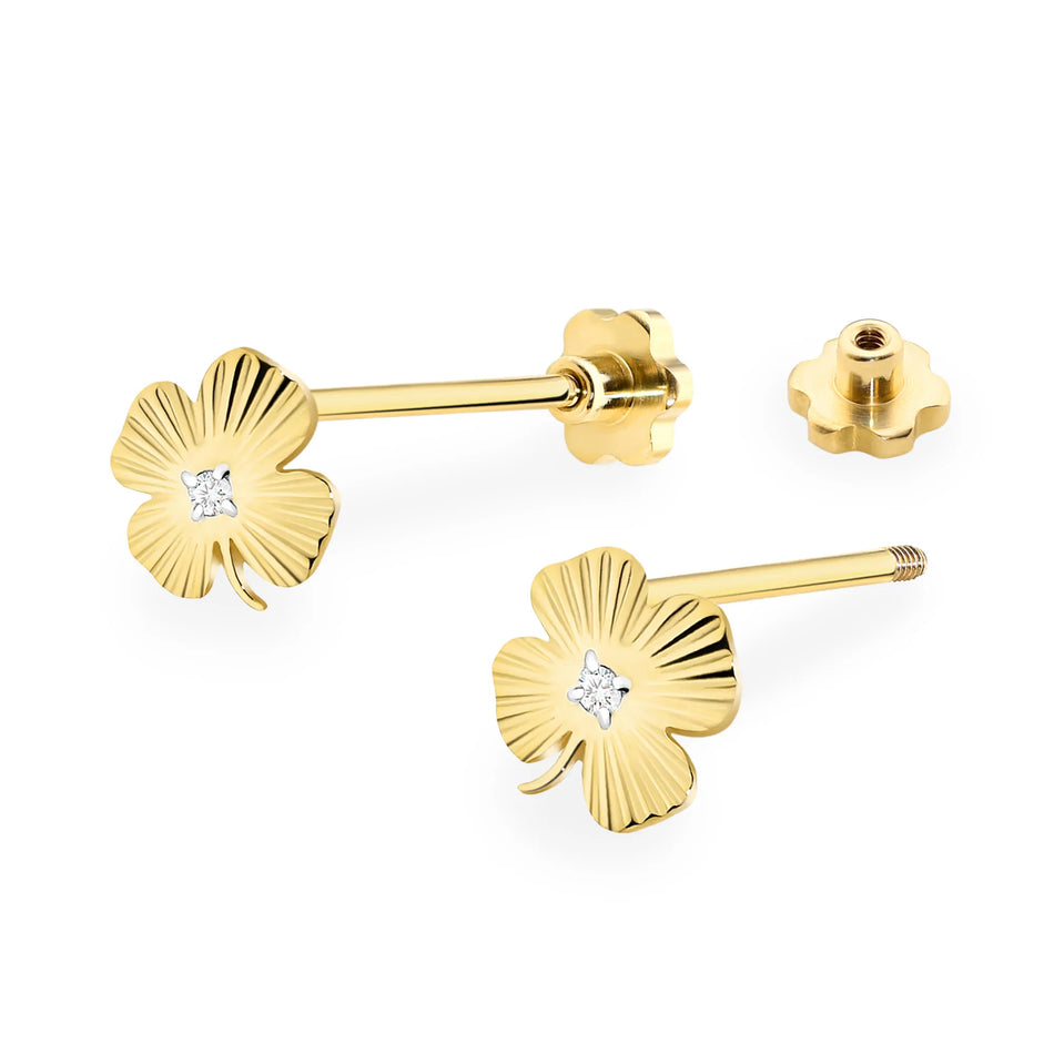 Gold Earrings with 0.01ct Diamonds