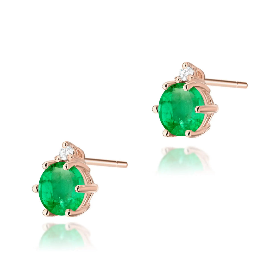 Gold Earrings with 0.50ct Emeralds and 0.029ct Diamonds