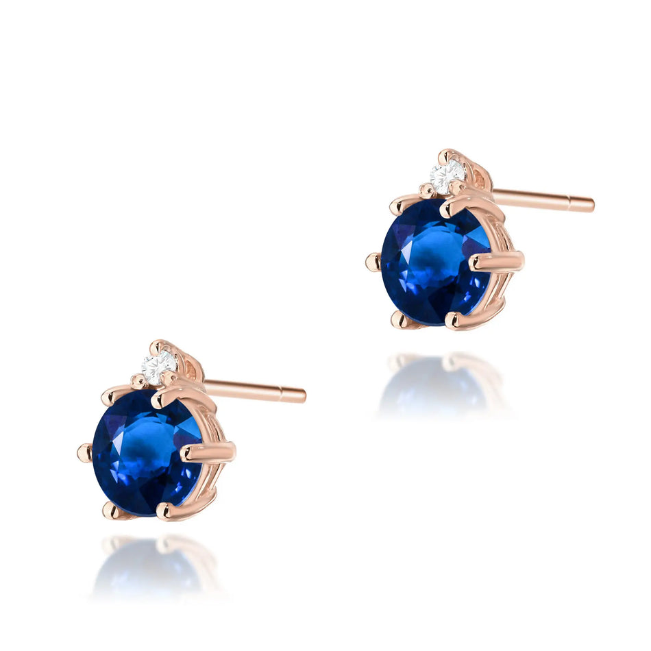 Gold Earrings with 0.50ct Sapphires and 0.029ct Diamonds