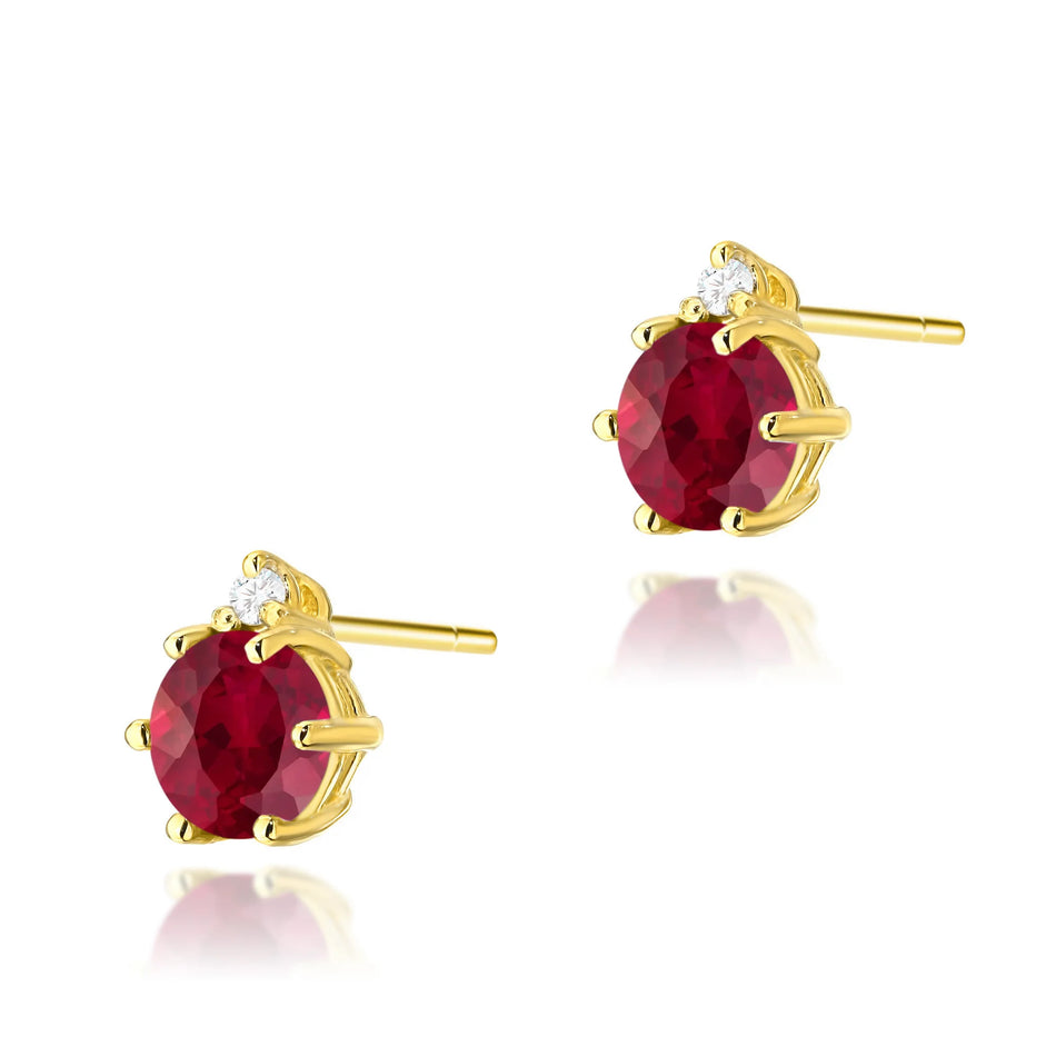 Gold Earrings with 0.60ct Rubies and 0.029ct Diamonds