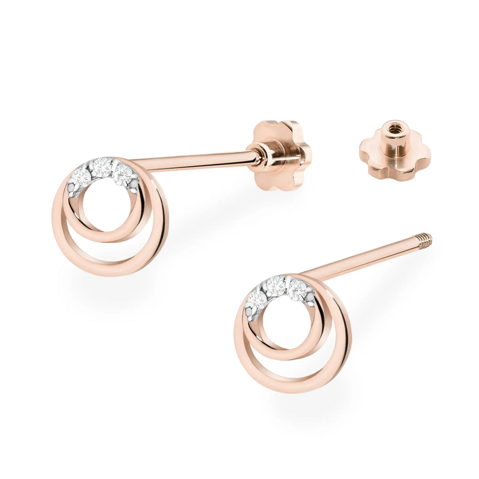 Gold Earrings with 0.03ct Diamonds