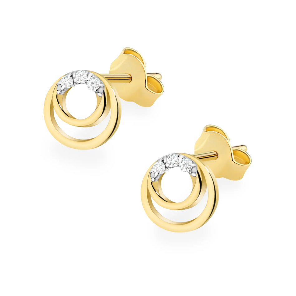 Gold Earrings with 0.03ct Diamonds