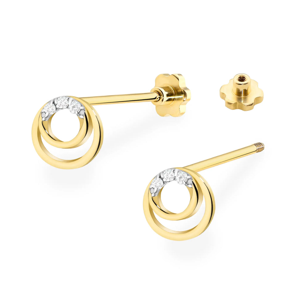 Gold Earrings with 0.03ct Diamonds