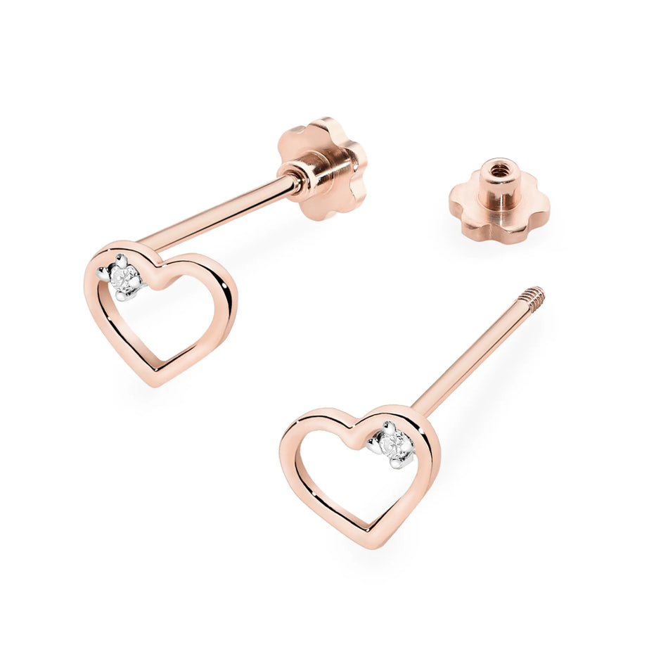 Gold Earrings with 0.01ct Diamonds