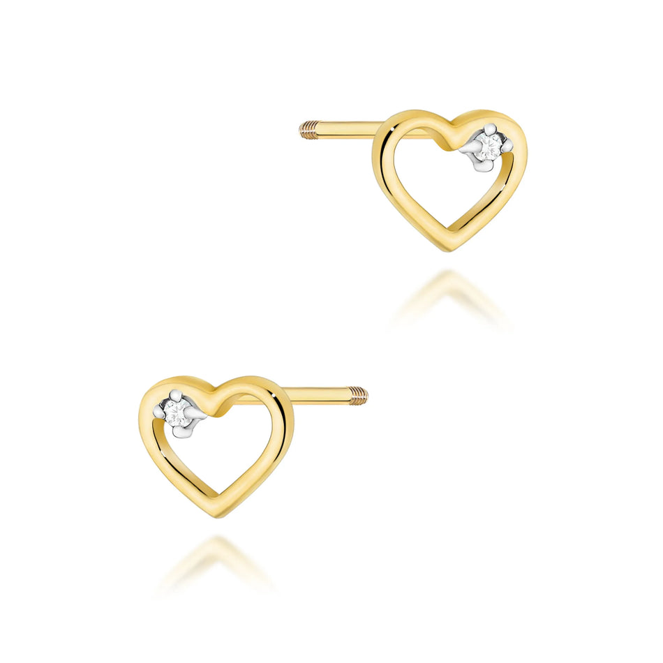 Gold Earrings with 0.01ct Diamonds