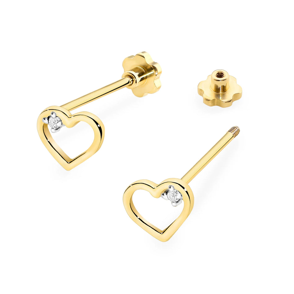 Gold Earrings with 0.01ct Diamonds