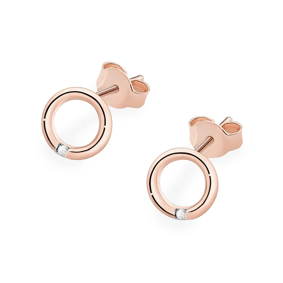 Gold Earrings with 0.01ct Diamonds