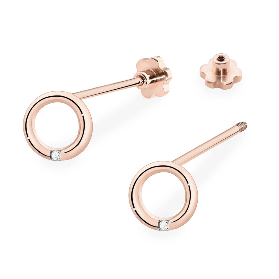 Gold Earrings with 0.01ct Diamonds