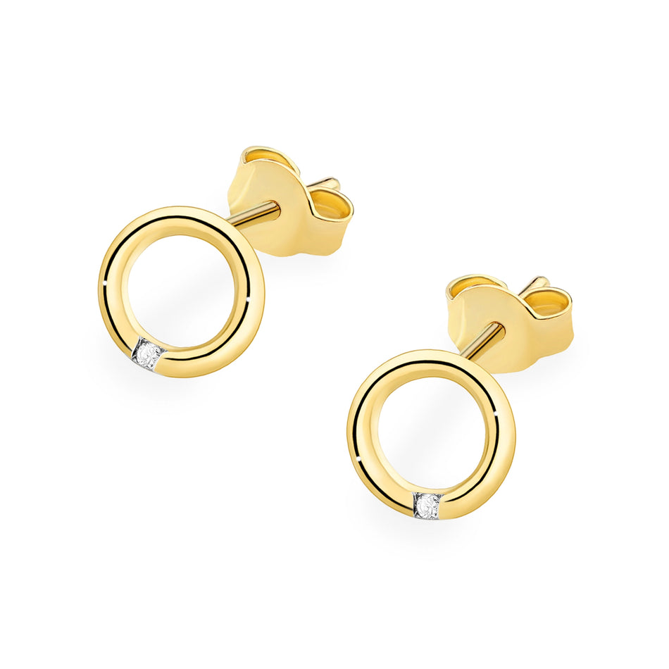 Gold Earrings with 0.01ct Diamonds