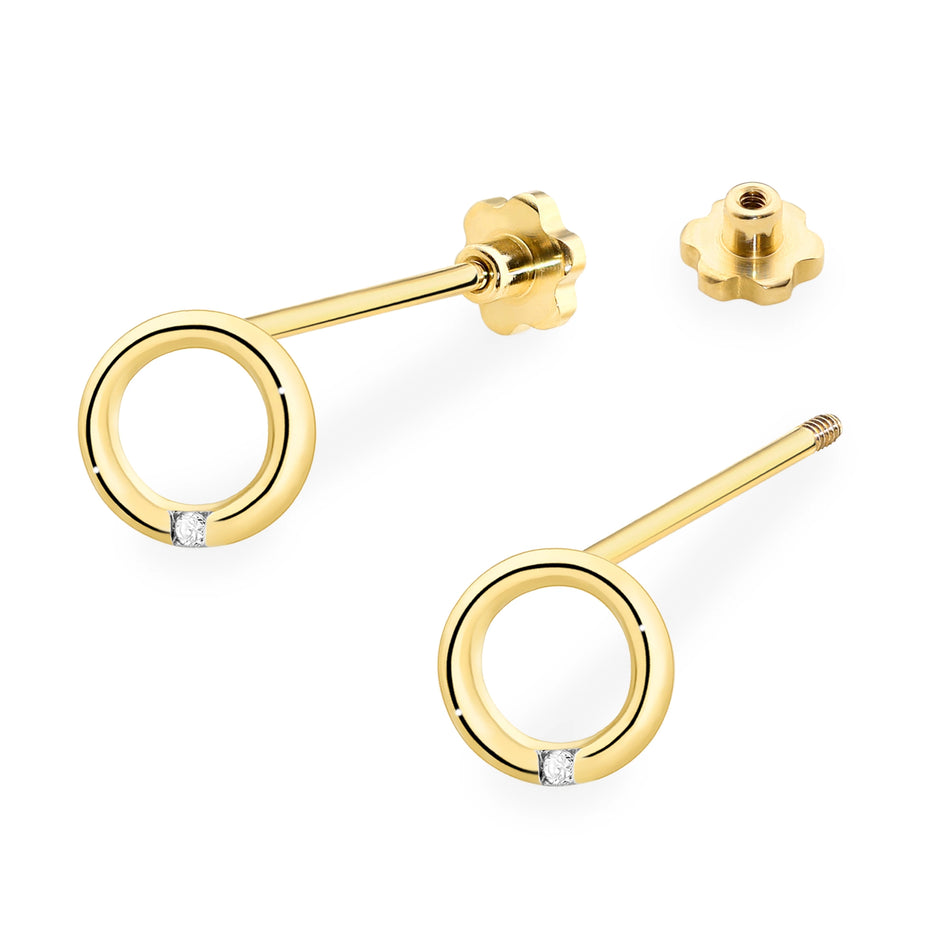 Gold Earrings with 0.01ct Diamonds