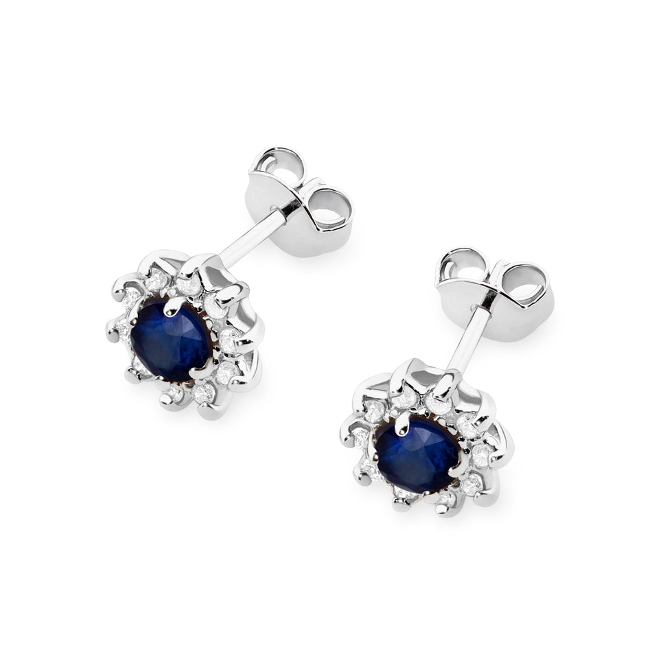 Gold Earrings with 0.15ct Sapphires and 0.172ct Diamonds