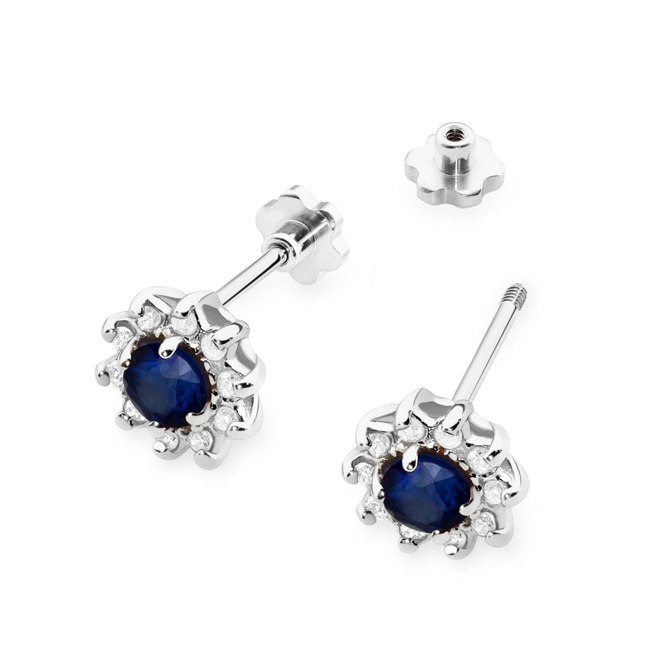 Gold Earrings with 0.15ct Sapphires and 0.172ct Diamonds
