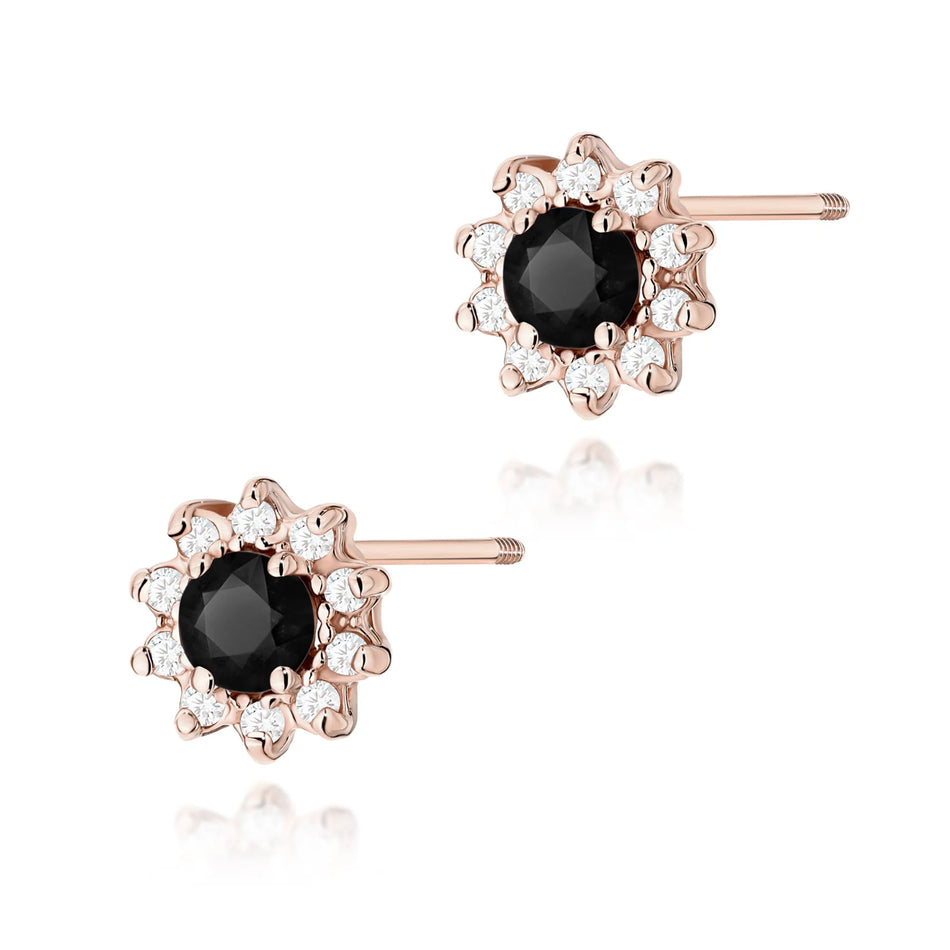 Gold Earrings with 0.12ct Black diamonds and 0.17ct Diamonds