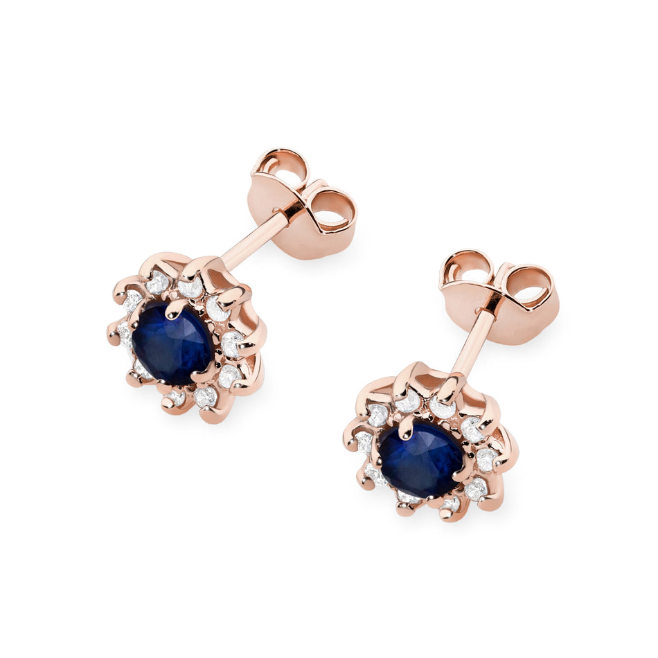Gold Earrings with 0.15ct Sapphires and 0.172ct Diamonds