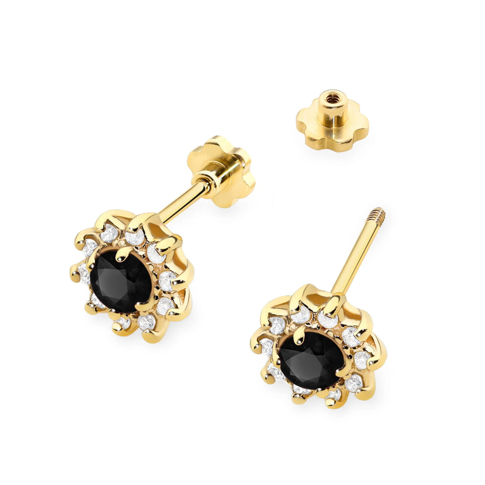 Gold Earrings with 0.12ct Black diamonds and 0.17ct Diamonds