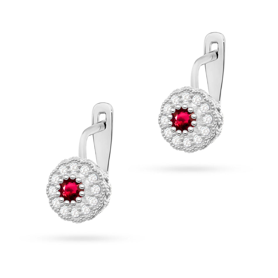 Gold Earrings with 0.15ct Rubies and 0.206ct Diamonds