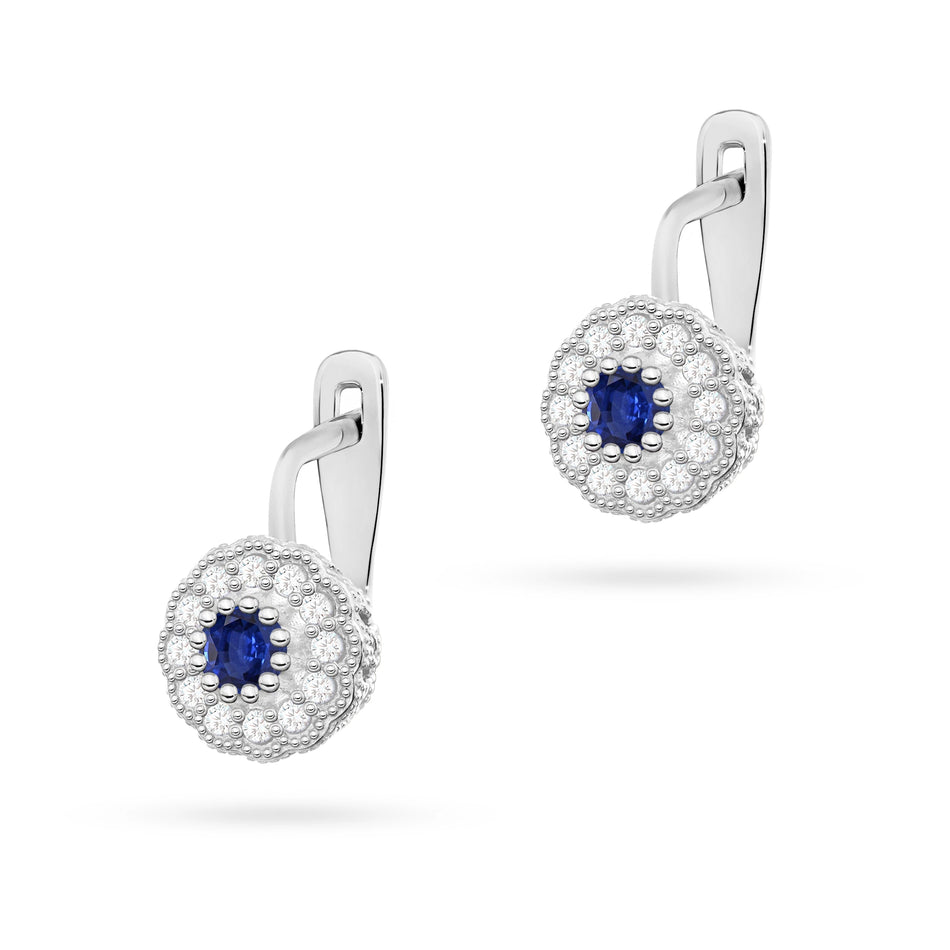 Gold Earrings with 0.15ct Sapphires and 0.206ct Diamonds