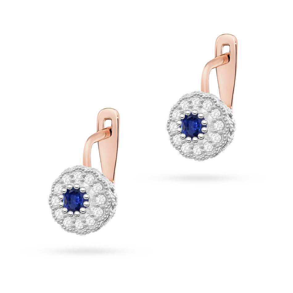 Gold Earrings with 0.15ct Sapphires and 0.206ct Diamonds