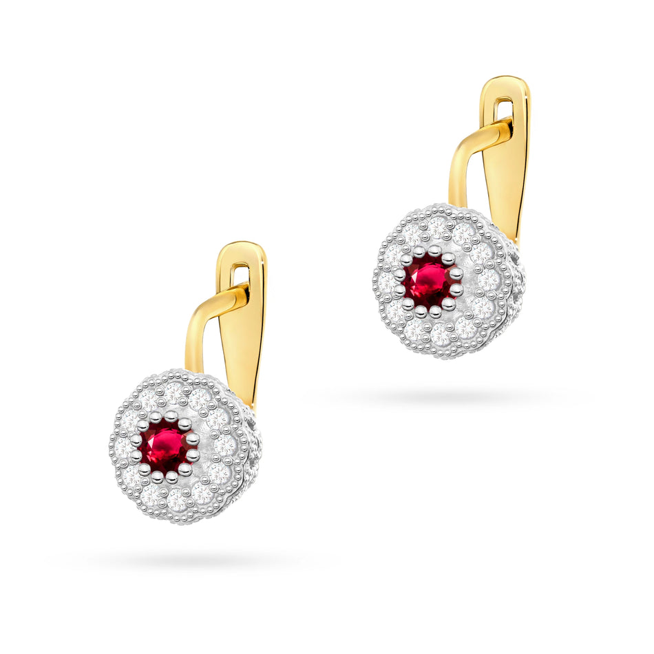Gold Earrings with 0.15ct Rubies and 0.206ct Diamonds