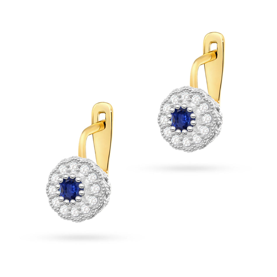 Gold Earrings with 0.15ct Sapphires and 0.206ct Diamonds