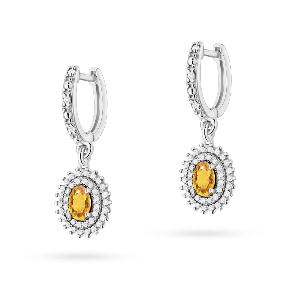 Gold Earrings with 0.60ct Citrines and 0.442ct Diamonds