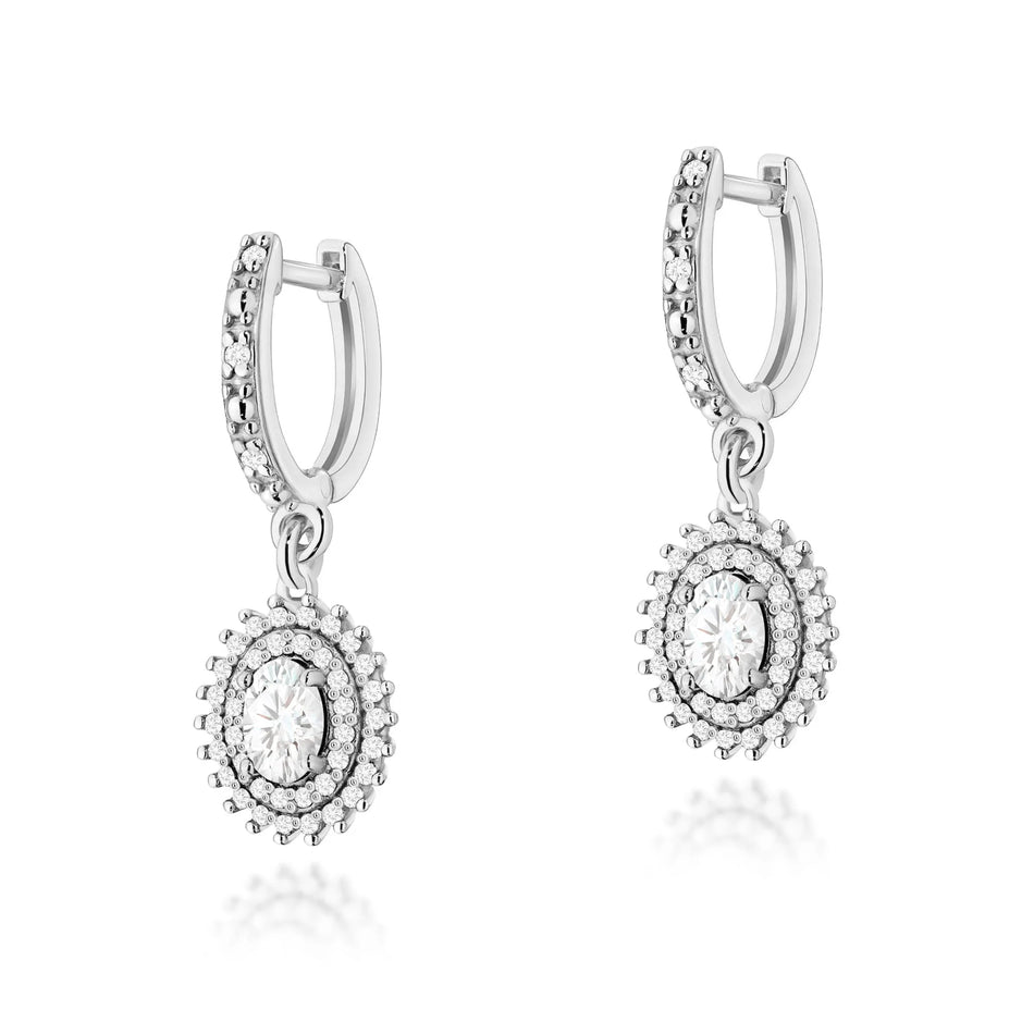 Gold Earrings with 2 x 0.40ct, 0.0086ct and 0.005ct Lab-diamonds
