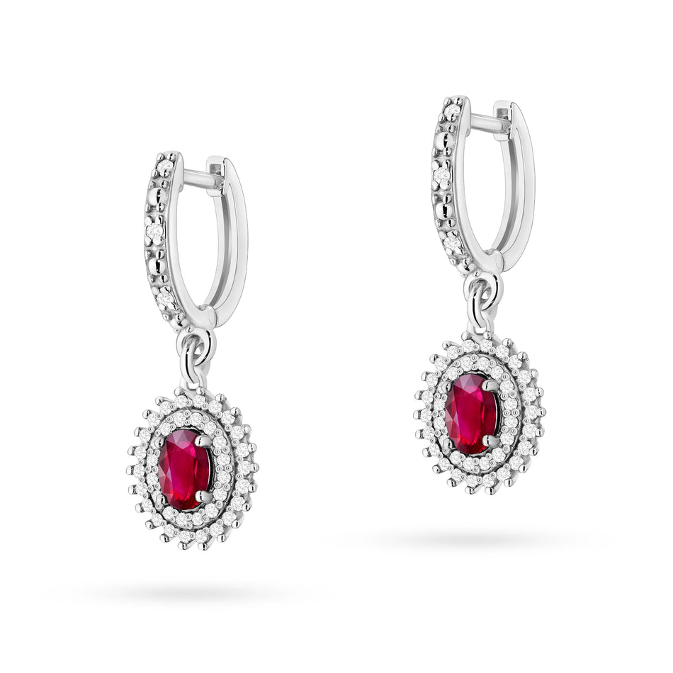Gold Earrings with 0.60ct Rubies and 0.442ct Diamonds