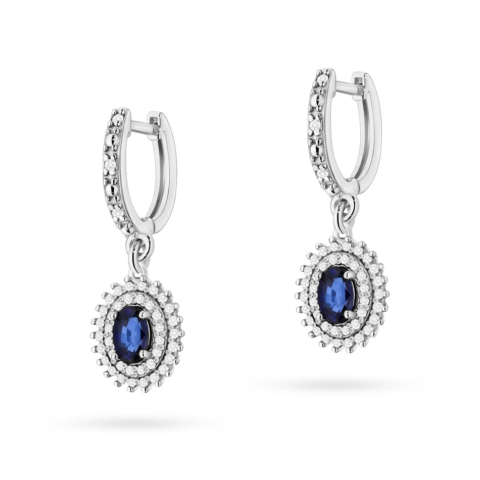 Gold Earrings with 0.70ct Sapphires and 0.442ct Diamonds