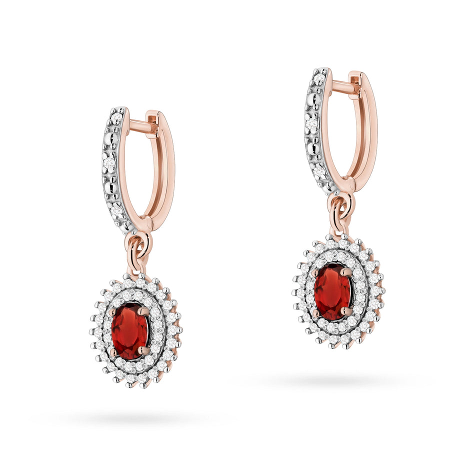 Gold Earrings with 0.50ct Garnets and 0.442ct Diamonds