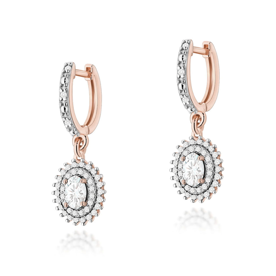Gold Earrings with 2 x 0.40ct, 0.0086ct and 0.005ct Lab-diamonds