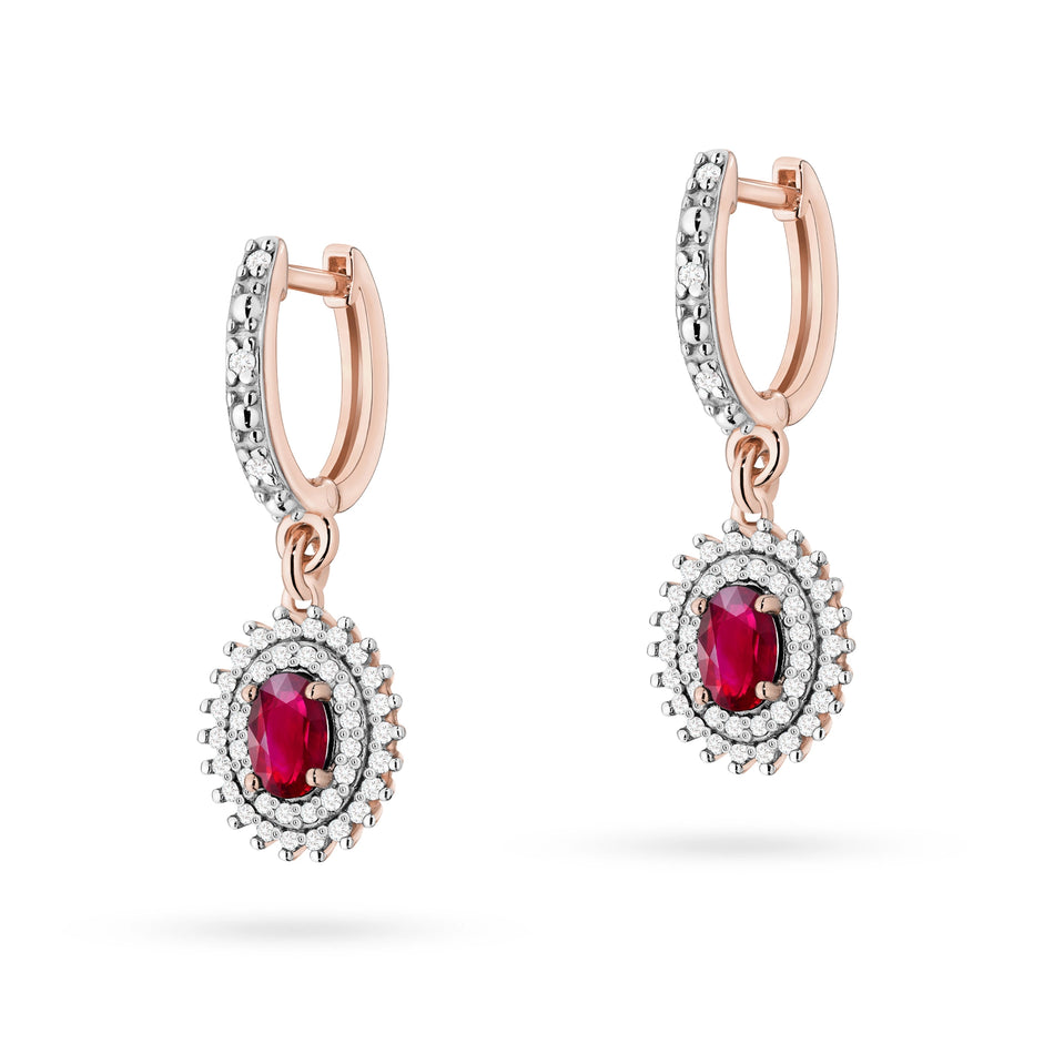 Gold Earrings with 0.60ct Rubies and 0.442ct Diamonds
