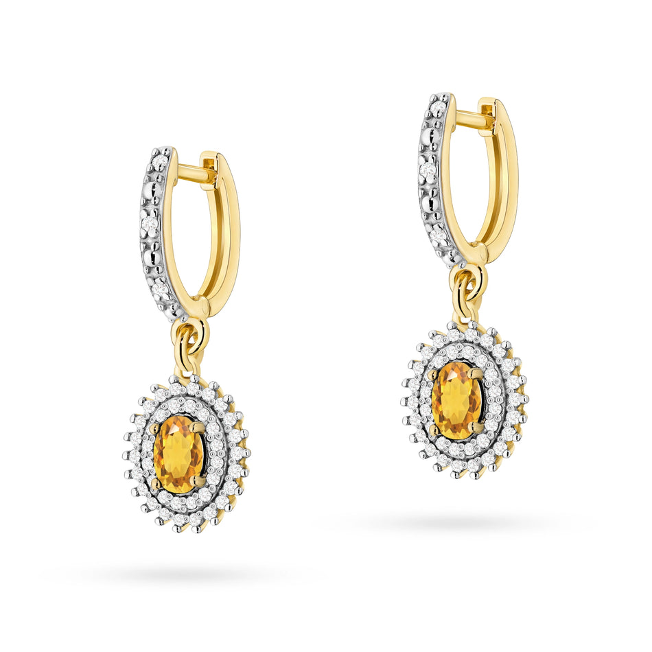 Gold Earrings with 0.60ct Citrines and 0.442ct Diamonds