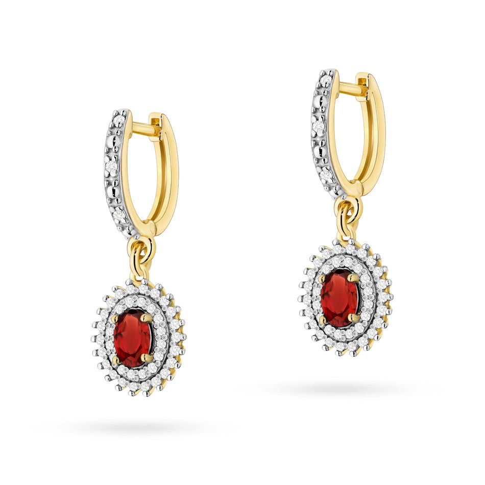 Gold Earrings with 0.50ct Garnets and 0.442ct Diamonds