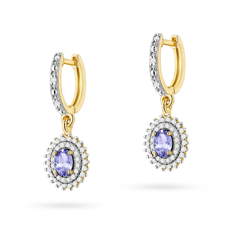 Gold Earrings with 0.40ct Tansanites and 0.442ct Diamonds