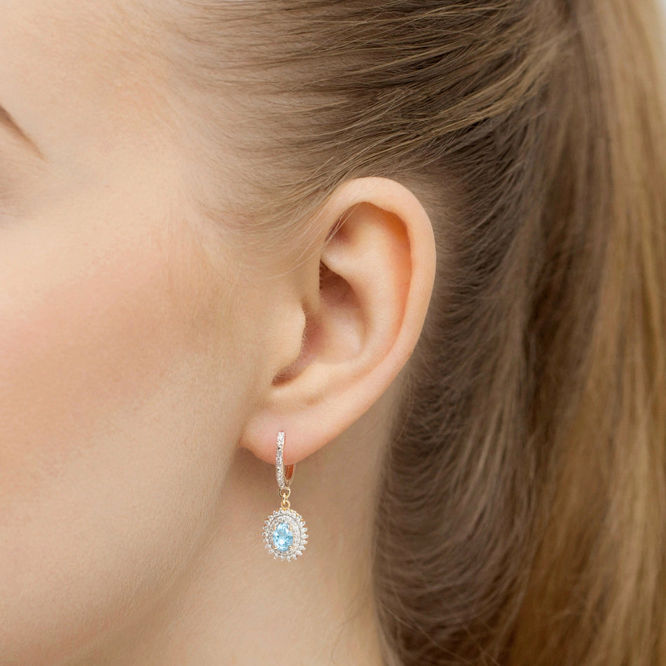 Gold Earrings with 0.50ct Topazes and 0.442ct Diamonds