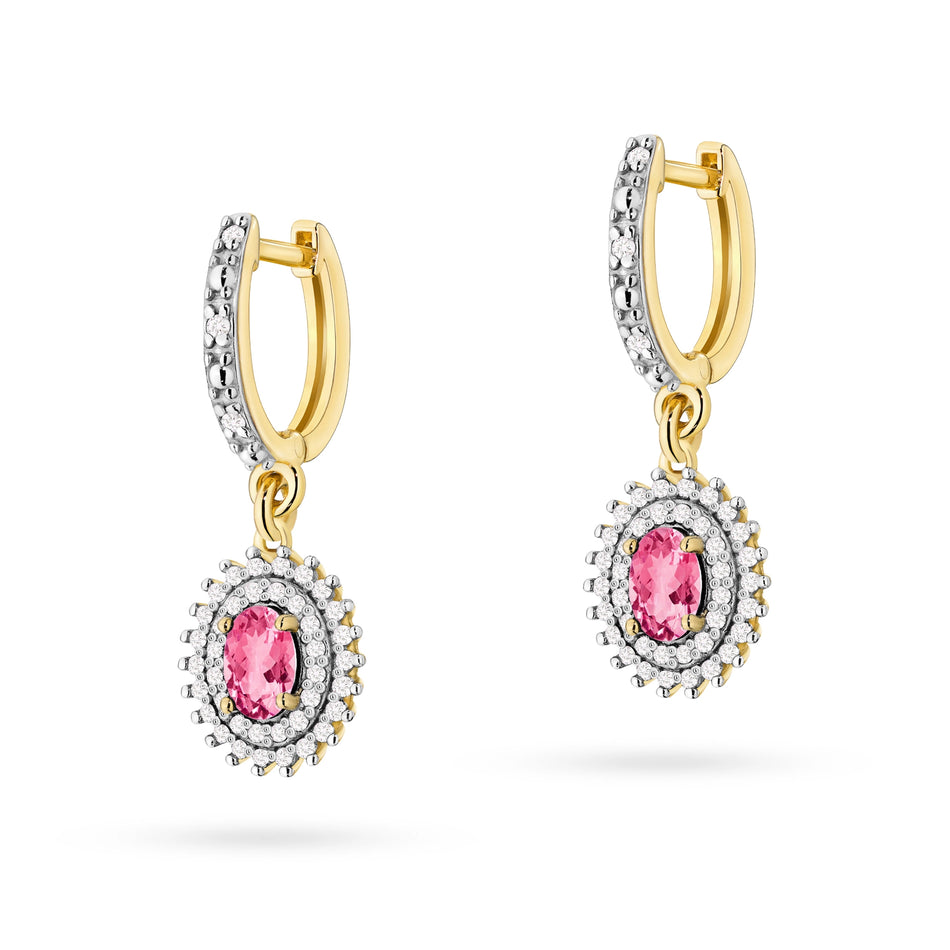 Gold Earrings with 0.50ct Pink topazes and 0.442ct Diamonds