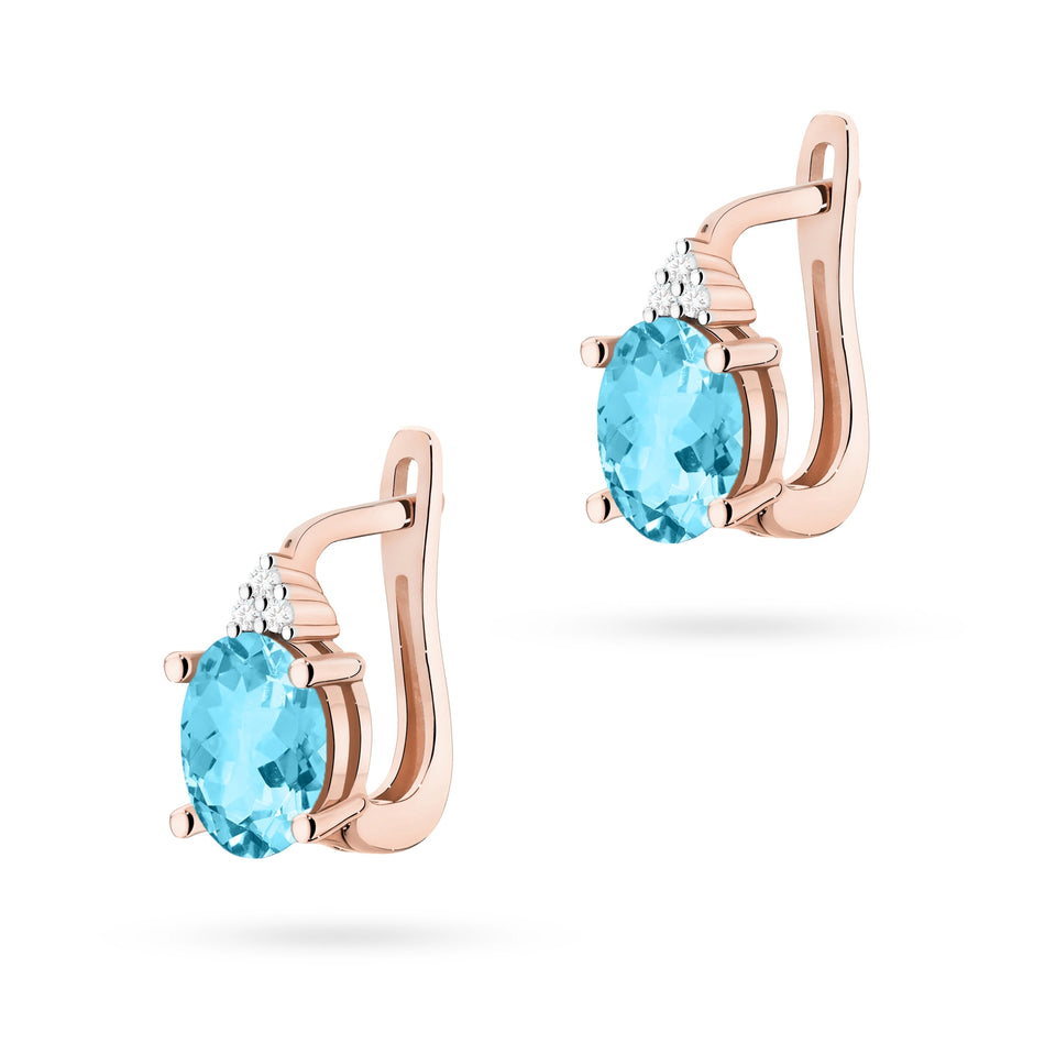 Zlaté náušnice s topazy 0,90 ct a diamanty 0,052 ct