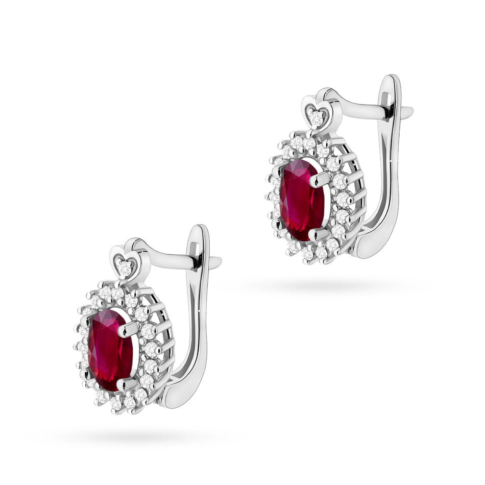 Gold Earrings with 0.60ct Rubies and 0.19ct Diamonds
