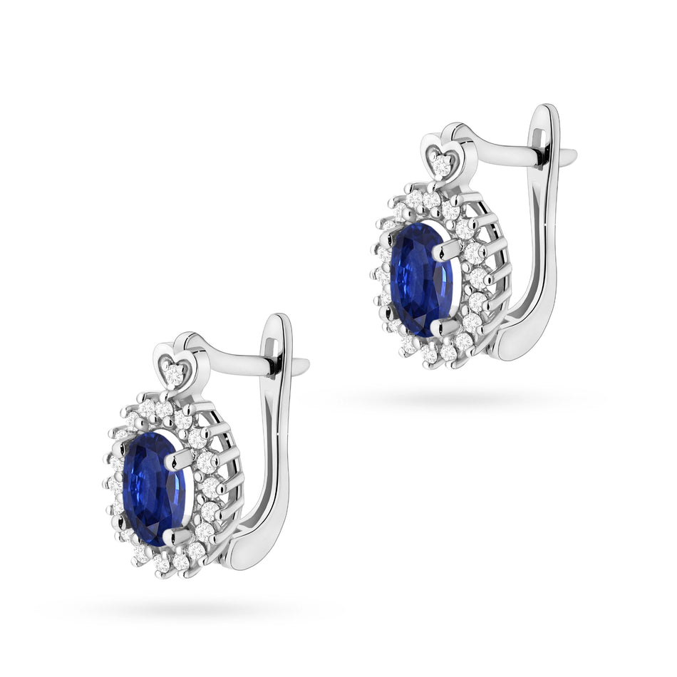 Gold Earrings with 0.70ct Sapphires and 0.19ct Diamonds