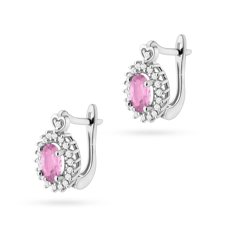 Gold Earrings with 0.45ct Pink Sapphires and 0.19ct Diamonds