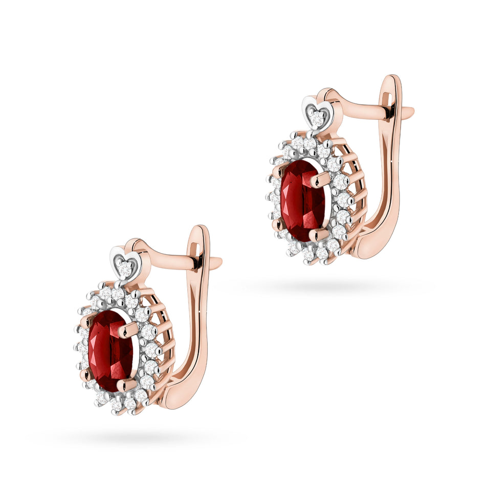 Gold Earrings with 0.50ct Garnets and 0.19ct Diamonds