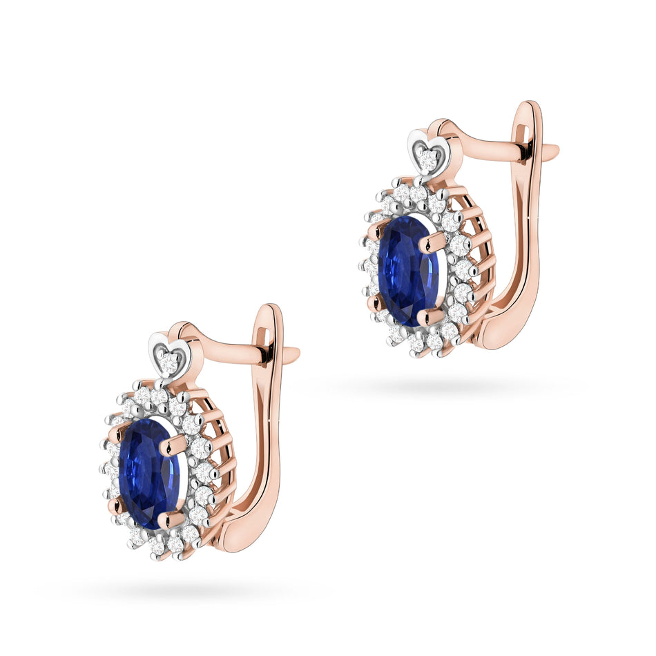 Gold Earrings with 0.70ct Sapphires and 0.19ct Diamonds