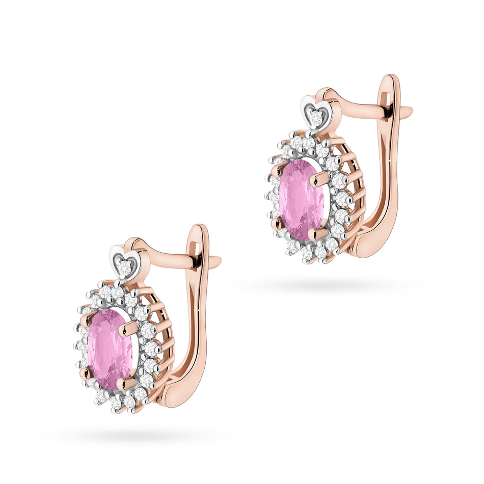 Gold Earrings with 0.45ct Pink Sapphires and 0.19ct Diamonds