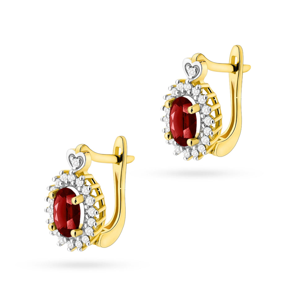 Gold Earrings with 0.50ct Garnets and 0.19ct Diamonds