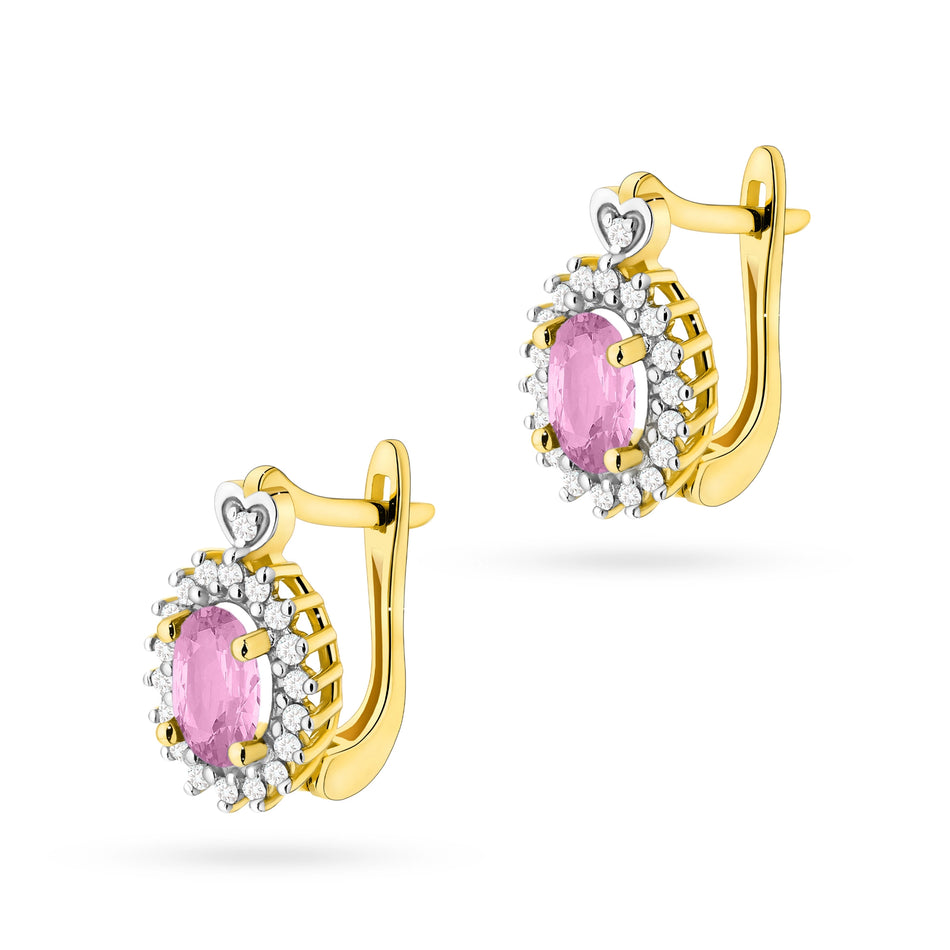 Gold Earrings with 0.45ct Pink Sapphires and 0.19ct Diamonds