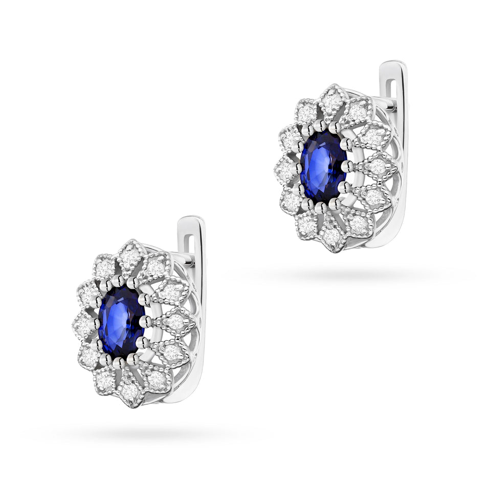 Gold Earrings with 0.70ct Sapphires and 0.206ct Diamonds