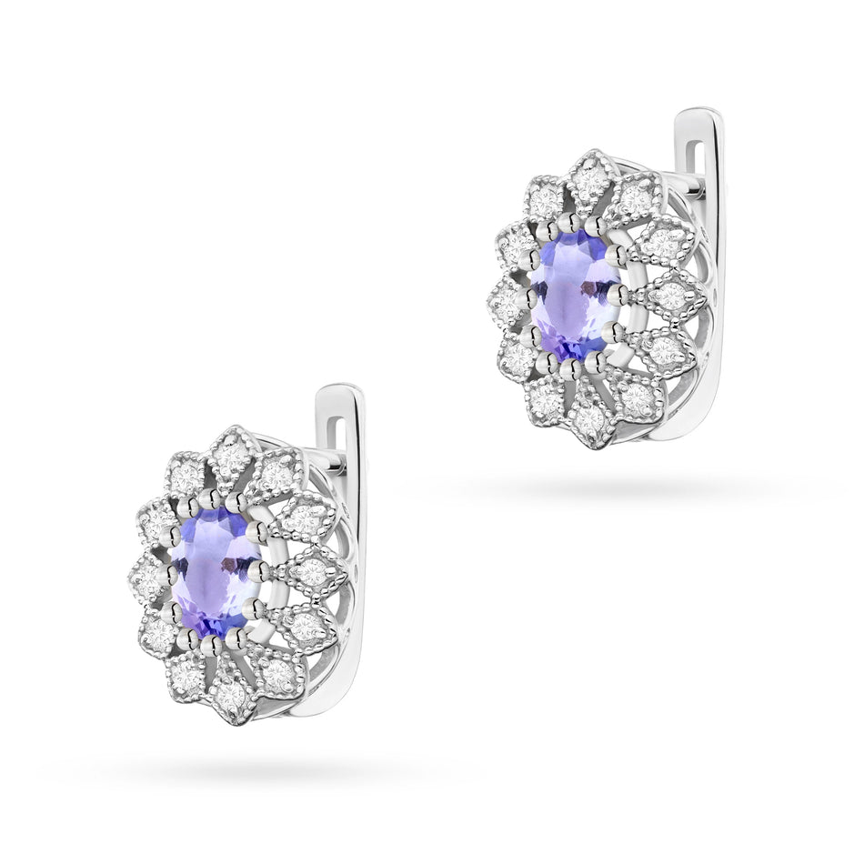 Zlaté náušnice s 0,40ct tanzanity a 0,206ct diamanty