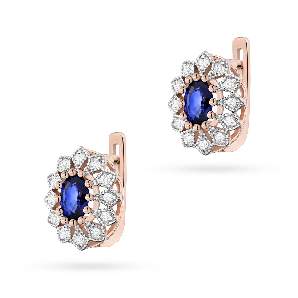 Gold Earrings with 0.70ct Sapphires and 0.206ct Diamonds